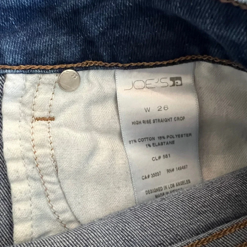 Joe's Jeans High‎ Rise Straight Crop Medium Wash Raw Hem Denim W26
